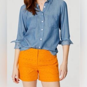 LOFT Marigold Yellow ‘The Riviera’ Eyelet Shorts | Size 00